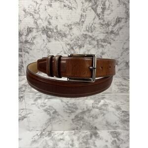 Mezlan Mens Brown Ribbed Leather Dress Belt Size 44 Made in Spain